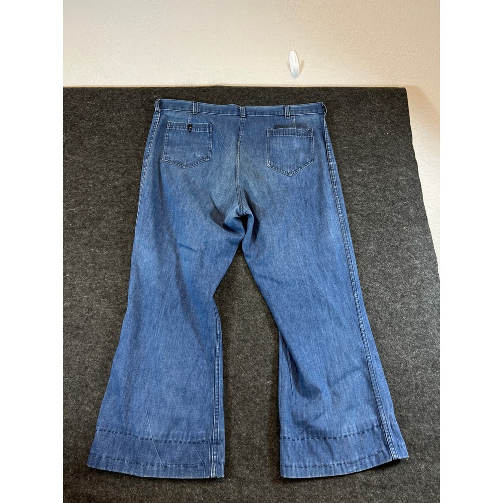 VTG US Navy Navdungaree Utility Trouser 42x28 Blue Denim Bell Bottom MIL-T-87062